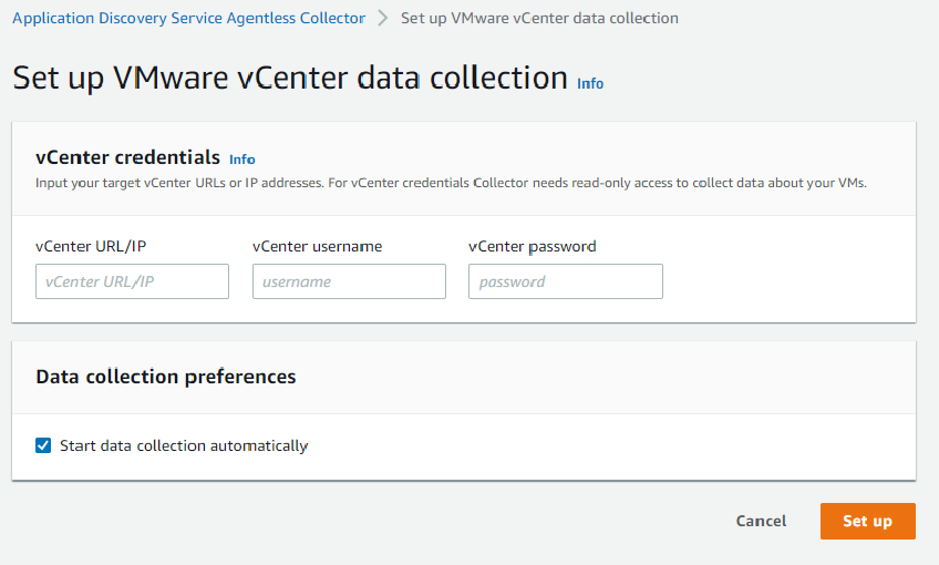 4. 設置 vCenter 連接：．在 Collector 界面中添加 vCenter 連接詳情。
．提供 vCenter 服務器地址、端口、用戶名和密碼 (設定畫面) - 羽昇國際技術分享部落格