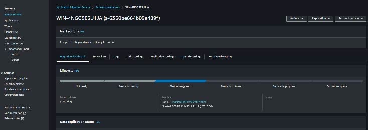 測試遷移階段(Server Run Test)/：AWS Console MGN Lifecycle - Test in Progress- 羽昇國際技術部落格