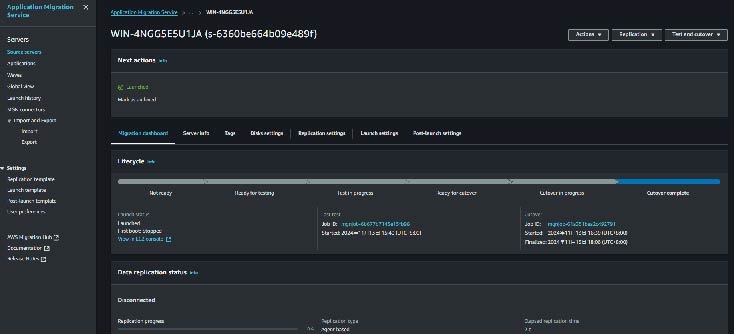 正式切換階段(Cutover)：AWS Console MGN Lifecycle - Cutover Complete- 羽昇國際技術部落格